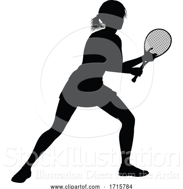 Vector Illustration of Tennis Silhouette Sport Player Lady