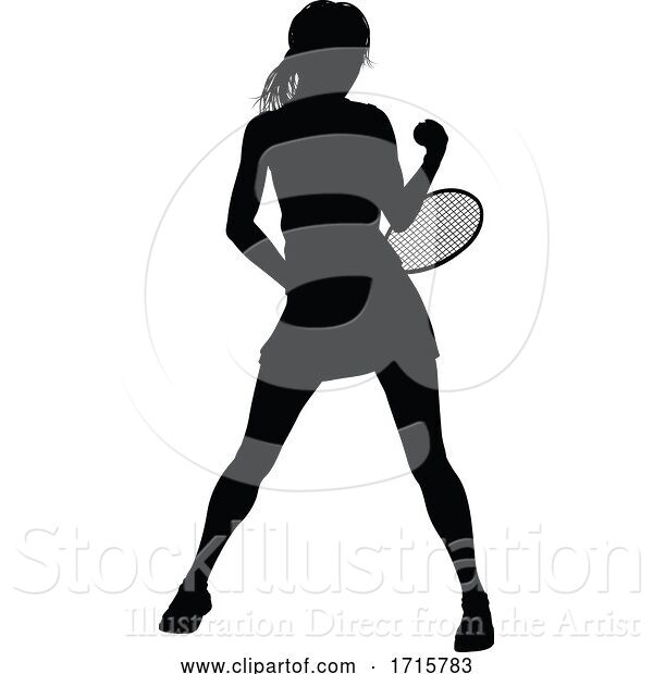 Vector Illustration of Tennis Silhouette Sport Player Lady