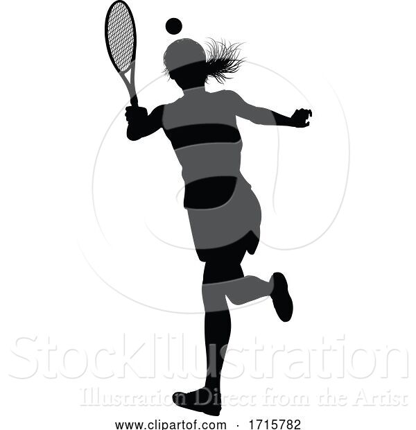 Vector Illustration of Tennis Silhouette Sport Player Lady