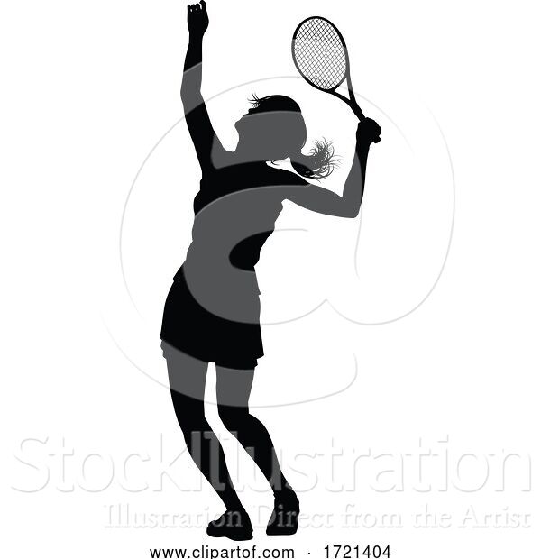 Vector Illustration of Tennis Silhouette Sport Player Lady