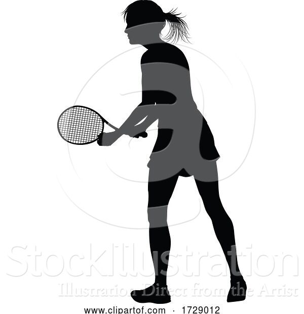 Vector Illustration of Tennis Silhouette Sport Player Lady