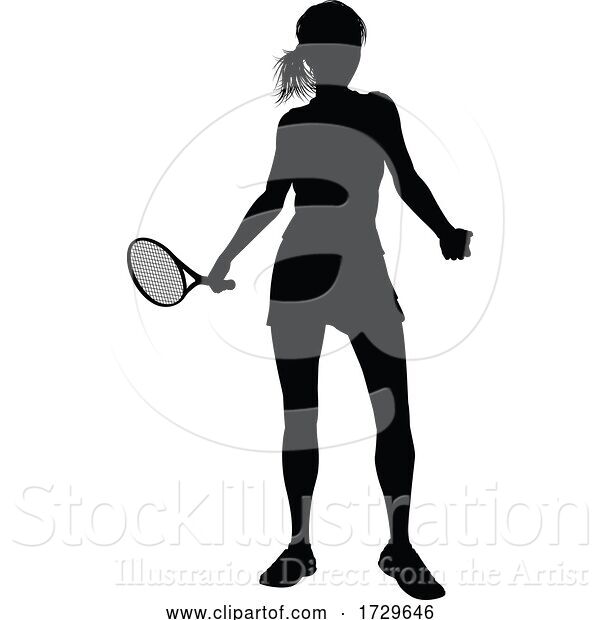 Vector Illustration of Tennis Silhouette Sport Player Lady