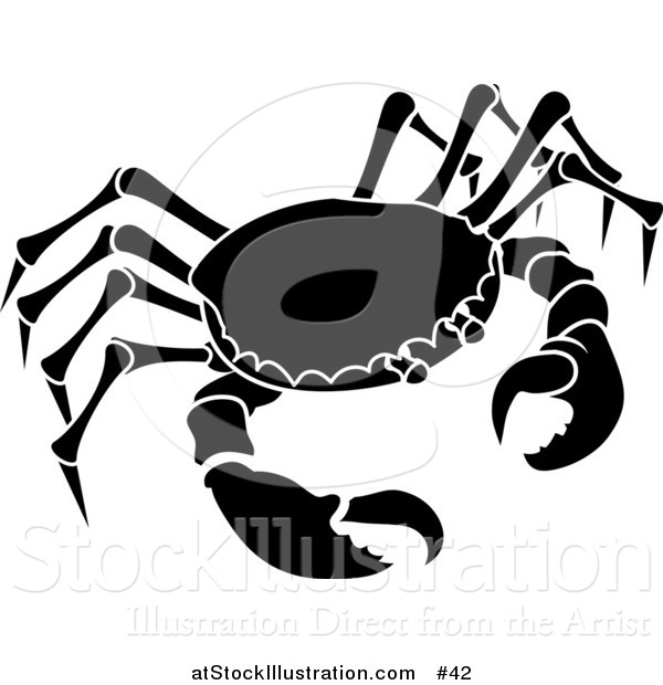 Vector Illustration of the Black Cancer Astrology Sign of the Zodiac, the Crab