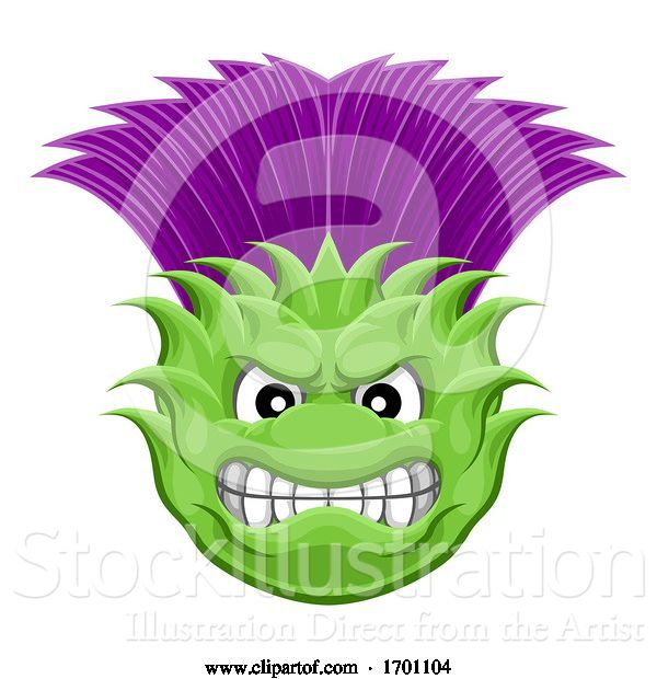 Vector Illustration of Thistle Plant Flower Mean Sports Mascot