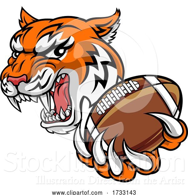 Vector Illustration of Tiger American Football Player Sports Mascot