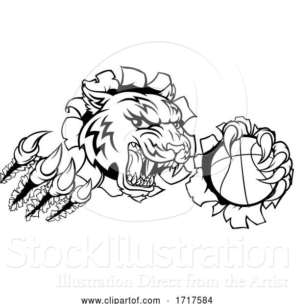 Vector Illustration of Tiger Baketball Player Animal Sports Mascot