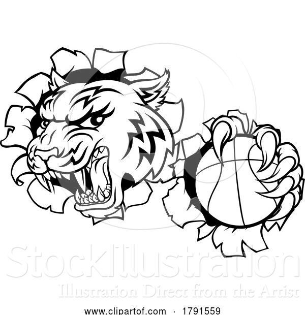 Vector Illustration of Tiger Baketball Player Animal Sports Mascot