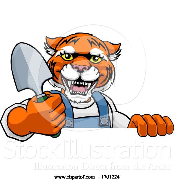 Vector Illustration of Tiger Gardener Gardening Animal Mascot