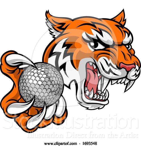 Vector Illustration of Tiger Golf Ball Player Animal Sports Mascot