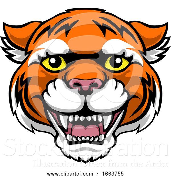 Vector Illustration of Tiger Mascot Cute Happy Character