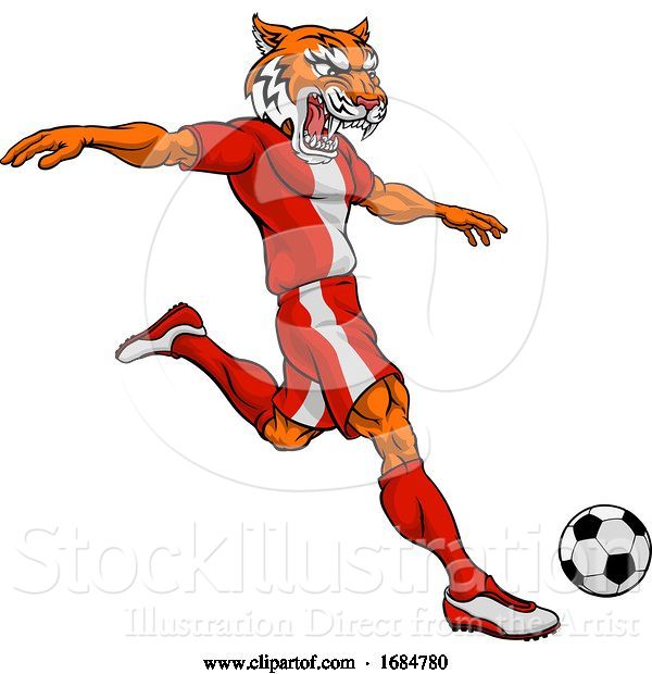 Vector Illustration of Tiger Soccer Football Player Animal Sports Mascot