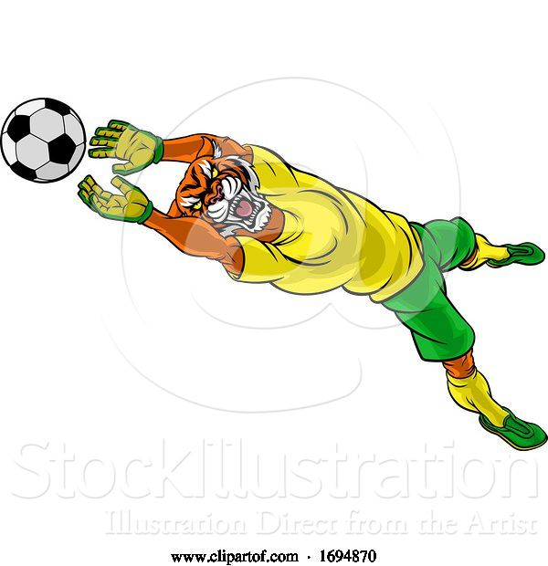 Vector Illustration of Tiger Soccer Football Player Animal Sports Mascot