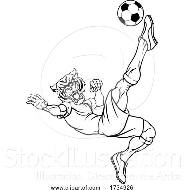 Vector Illustration of Tiger Soccer Football Player Animal Sports Mascot