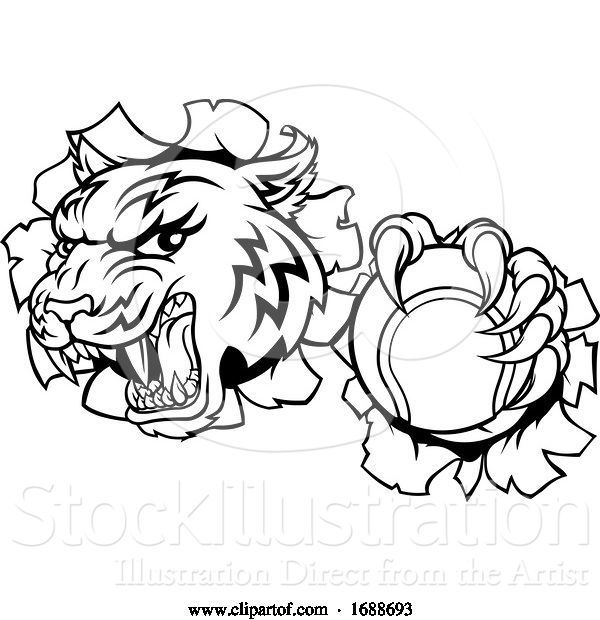 Vector Illustration of Tiger Tennis Player Animal Sports Mascot