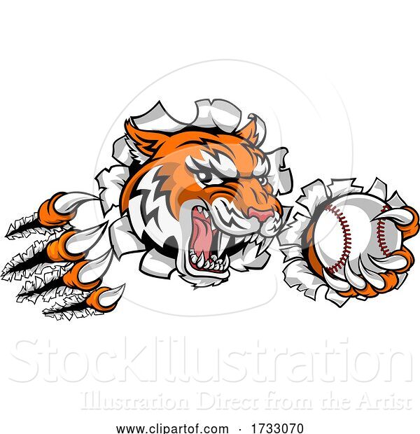 Vector Illustration of Tiger Tennis Player Animal Sports Mascot