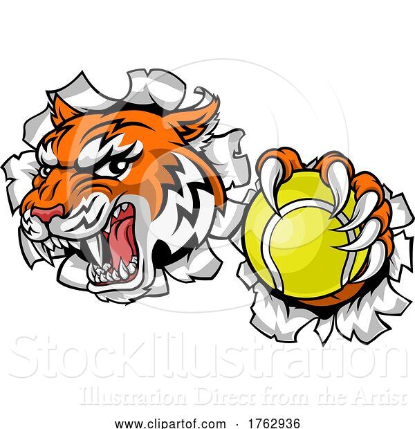 Vector Illustration of Tiger Tennis Player Animal Sports Mascot