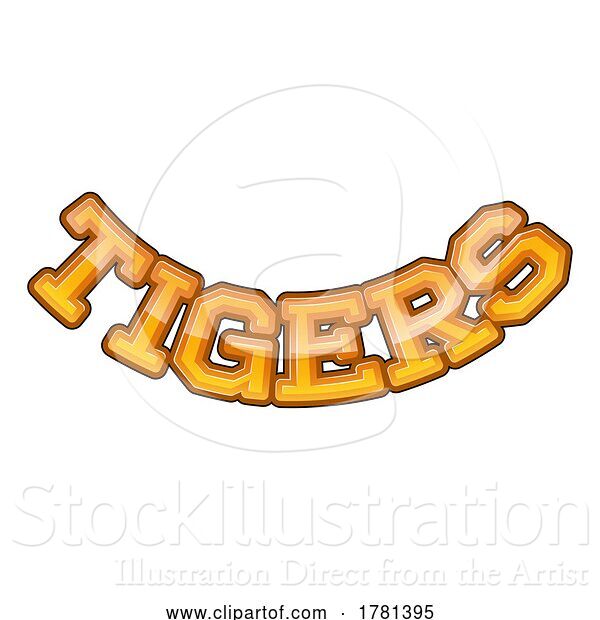 Vector Illustration of Tigers Sports Team Name Text Retro Style