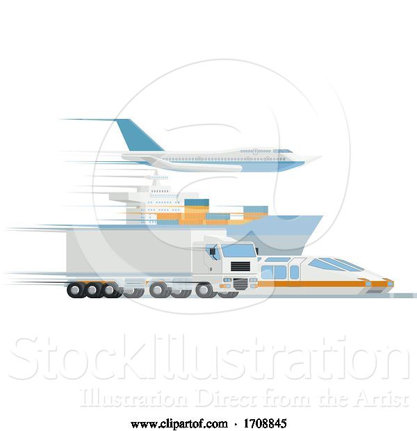 Vector Illustration of Transport Logistics Distributor Cargo Freight Art