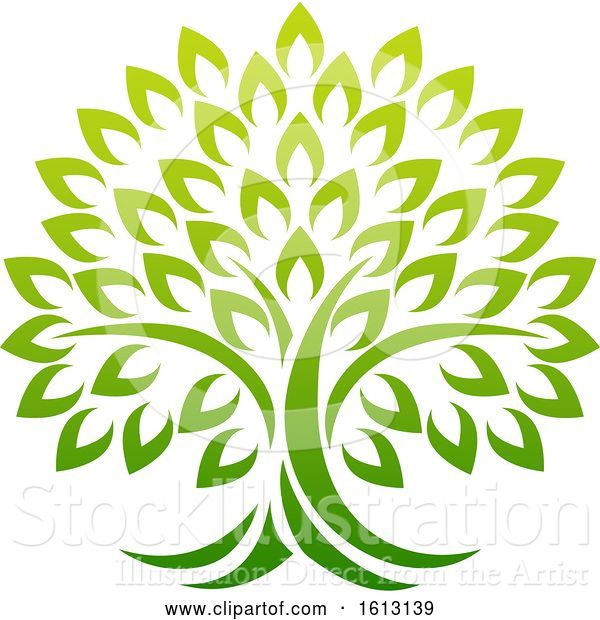 Vector Illustration of Tree Icon Concept of a Stylised Tree with Leaves