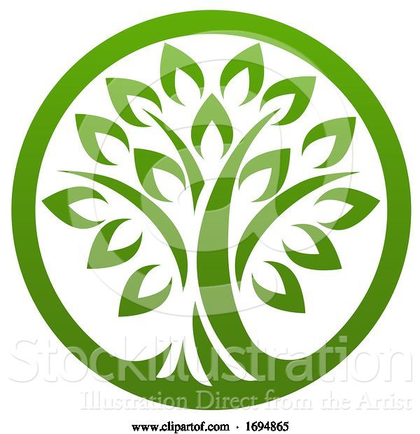 Vector Illustration of Tree Icon Concept of a Stylised Tree with Leaves