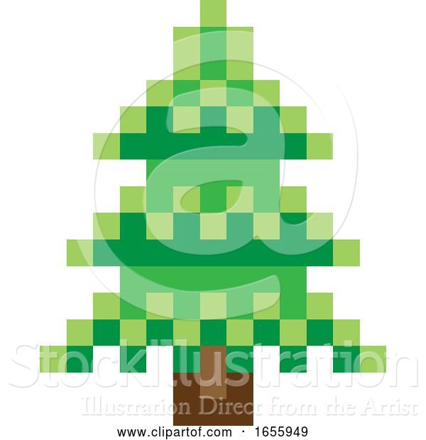 Vector Illustration of Tree Pixel 8 Bit Video Game Art Icon
