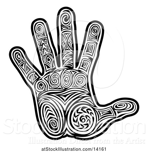 Vector Illustration of Tribal Hand in Black and White