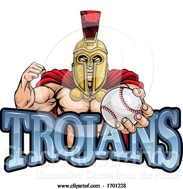 Vector Illustration of Trojan Spartan Baseball Sports Mascot