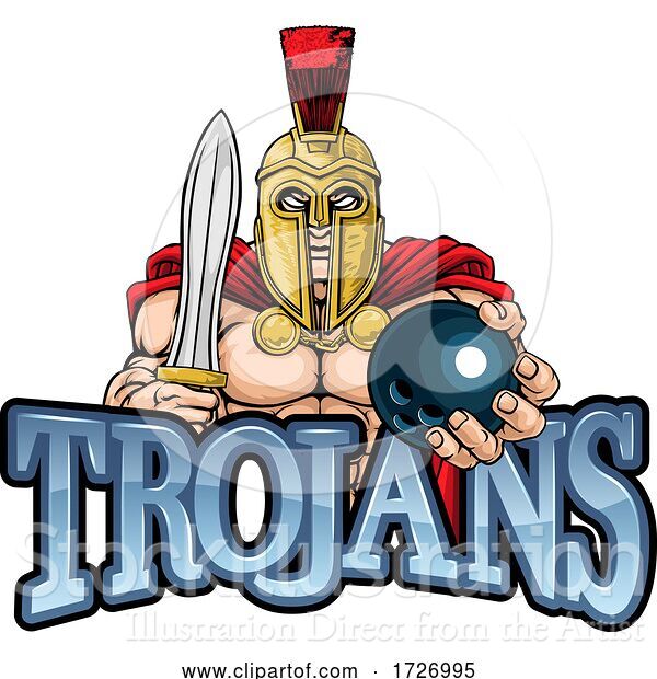 Vector Illustration of Trojan Spartan Bowling Sports Mascot