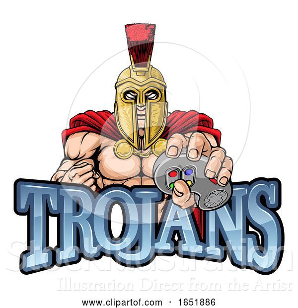 Vector Illustration of Trojan Spartan Gamer Warrior Controller Mascot