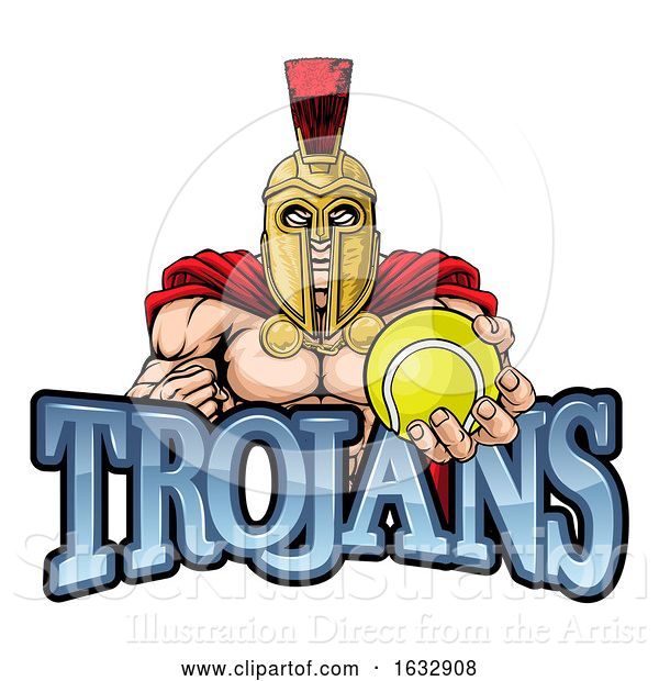 Vector Illustration of Trojan Spartan Tennis Sports Mascot