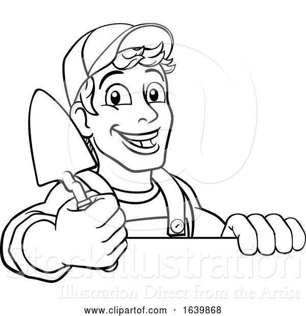 Vector Illustration of Trowel Construction Site Builder Handyman