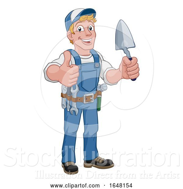 Vector Illustration of Trowel Construction Site Builder Handyman