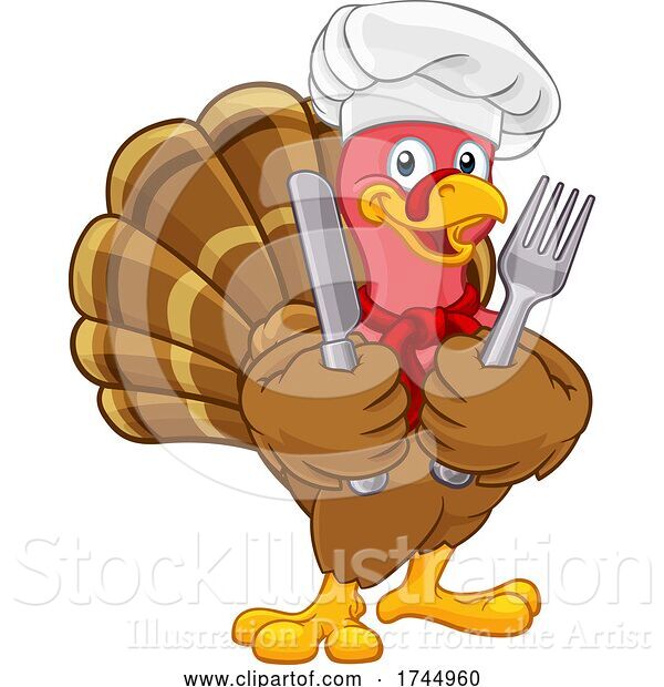 Vector Illustration of Turkey Chef Thanksgiving or Christmas