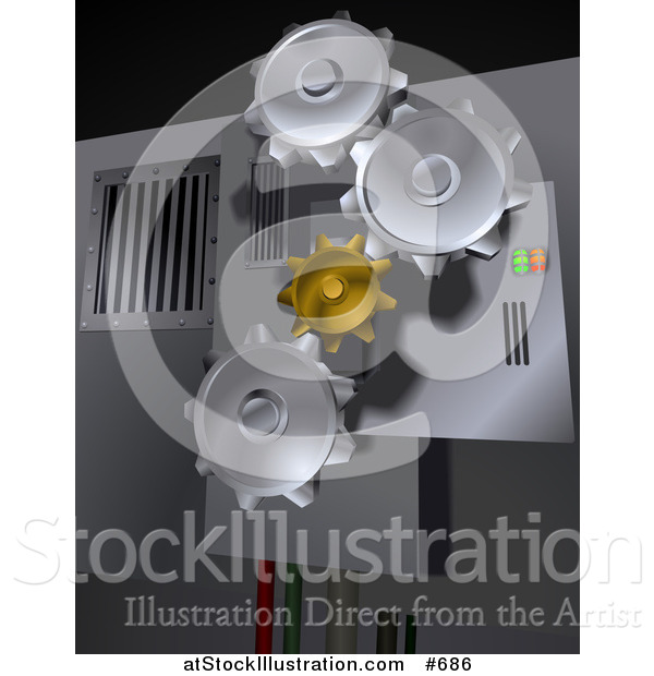 Vector Illustration of Turning Cogs