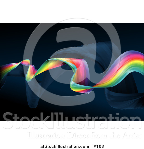 Vector Illustration of Twisting and Twirling Rainbow over a Dark Background