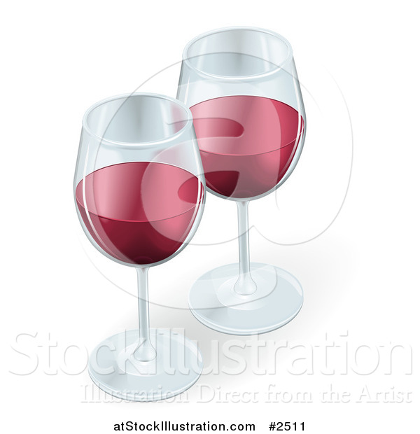 Vector Illustration of Two 3d Glasses of Red Wine