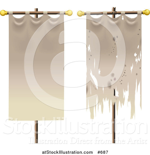 Vector Illustration of Two Banners, One Old, One New