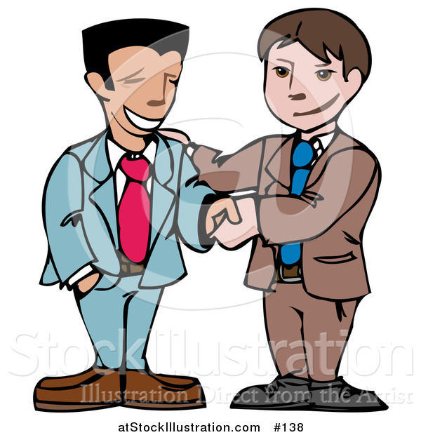 Vector Illustration of Two Happy Businessmen Shaking Hands