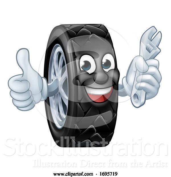 Vector Illustration of Tyre Car Mechanic Service Mascot