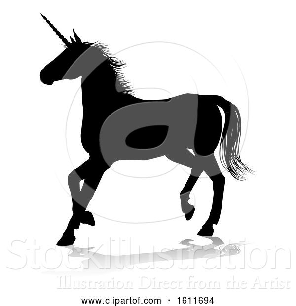 Vector Illustration of Unicorn Silhouette Horned Horse