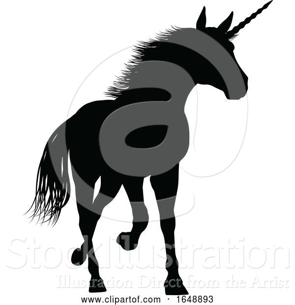 Vector Illustration of Unicorn Silhouette Horned Horse