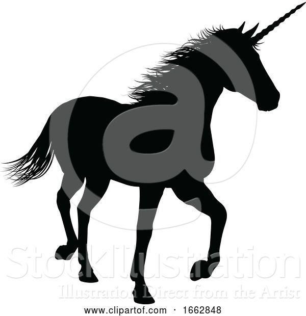 Vector Illustration of Unicorn Silhouette Horned Horse