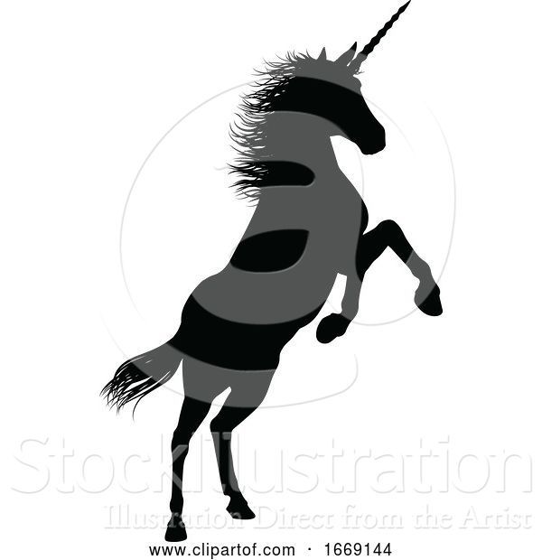 Vector Illustration of Unicorn Silhouette Horned Horse