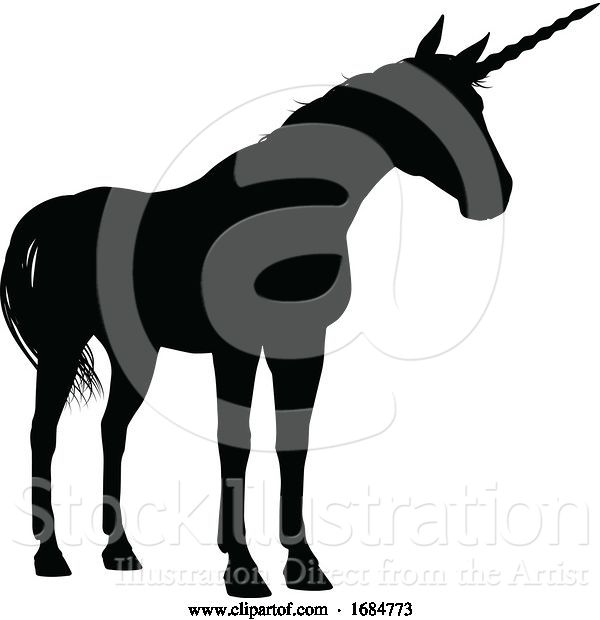 Vector Illustration of Unicorn Silhouette Horned Horse
