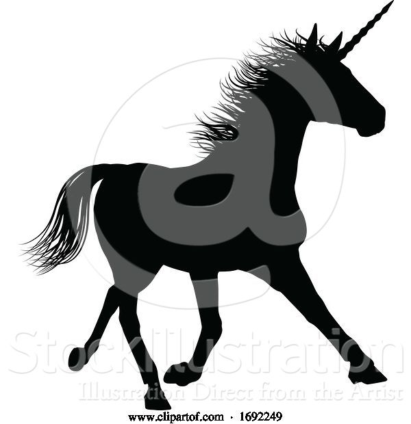 Vector Illustration of Unicorn Silhouette Horned Horse