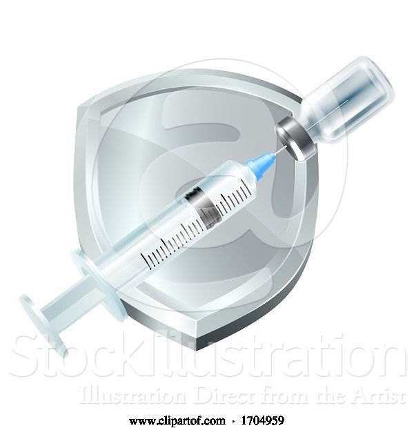 Vector Illustration of Vaccine Injection Medical Immunization Shield