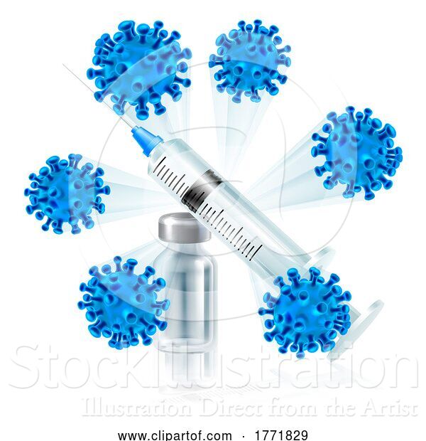 Vector Illustration of Vaccine Syringe and Vials Vaccination Concept