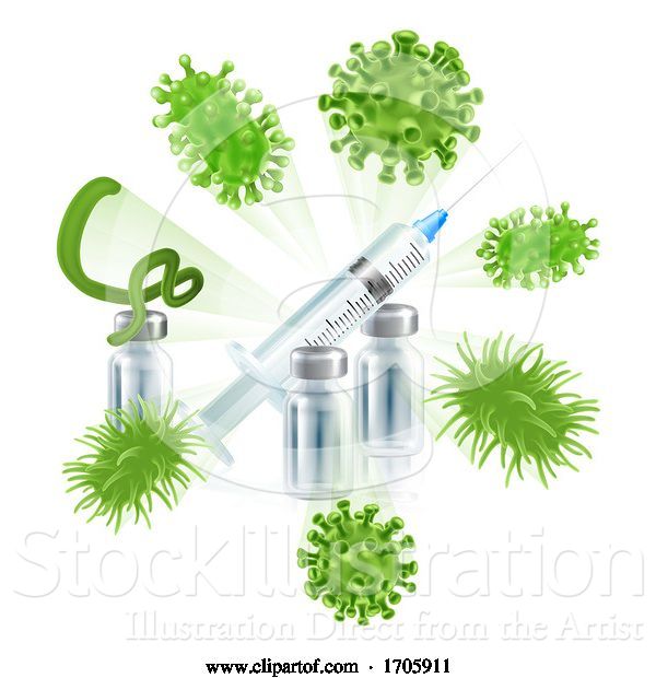 Vector Illustration of Vaccine Syringe Virus Vaccination Medical Concept