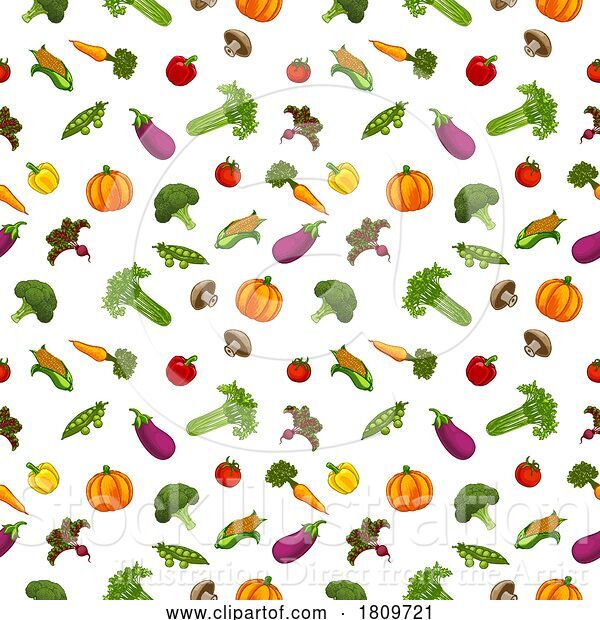 Vector Illustration of Vegetables Background Seamless Pattern Print