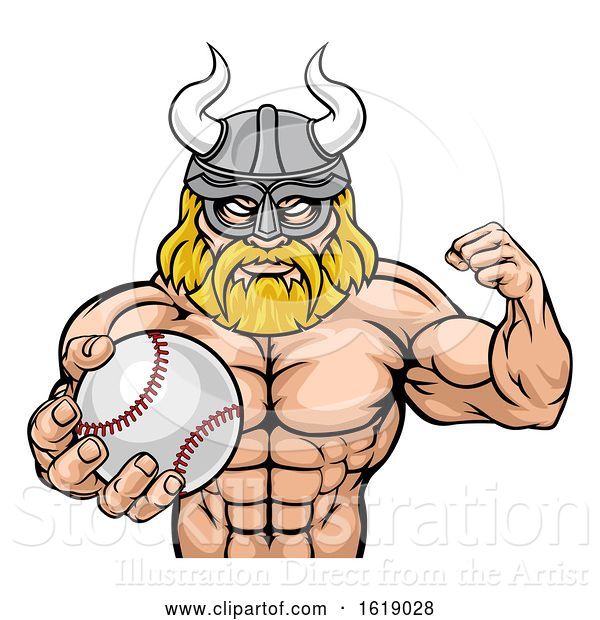 Vector Illustration of Viking Baseball Sports Mascot